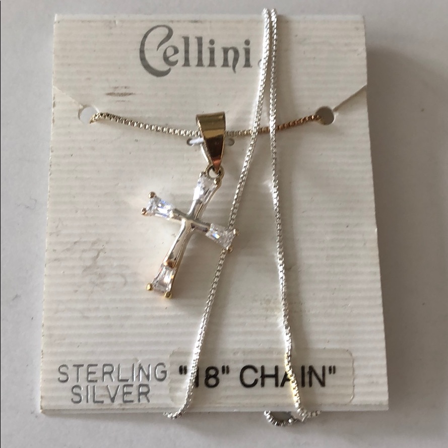 Sterling Silver Cellini Cross 18 Chain New